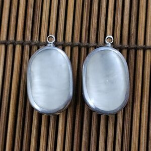 Sterling Silver Mother Of Pearl,onyx Earrings (Vintage)